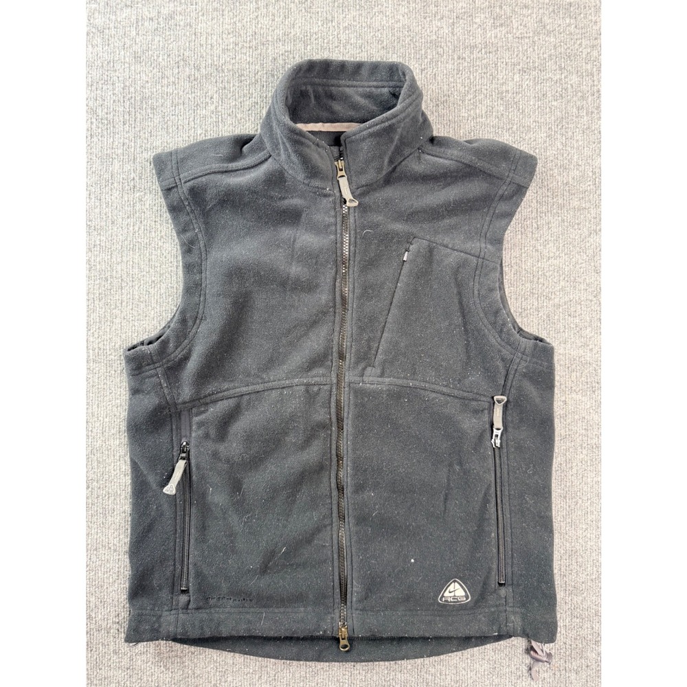 Nike ACG Therma-FIT Fleece Vest Black Y2K Tactical Hiking Mens Large Full Zip